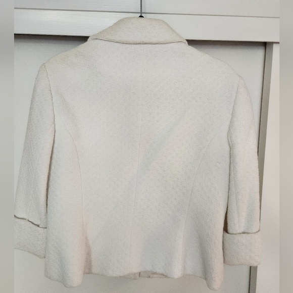 Nine West White Button Down Jacket with Cuffed Sleeves Size 12 - Picture 4 of 4